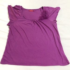 Elle Cap Sleeve Embellished Purple Blouse XL